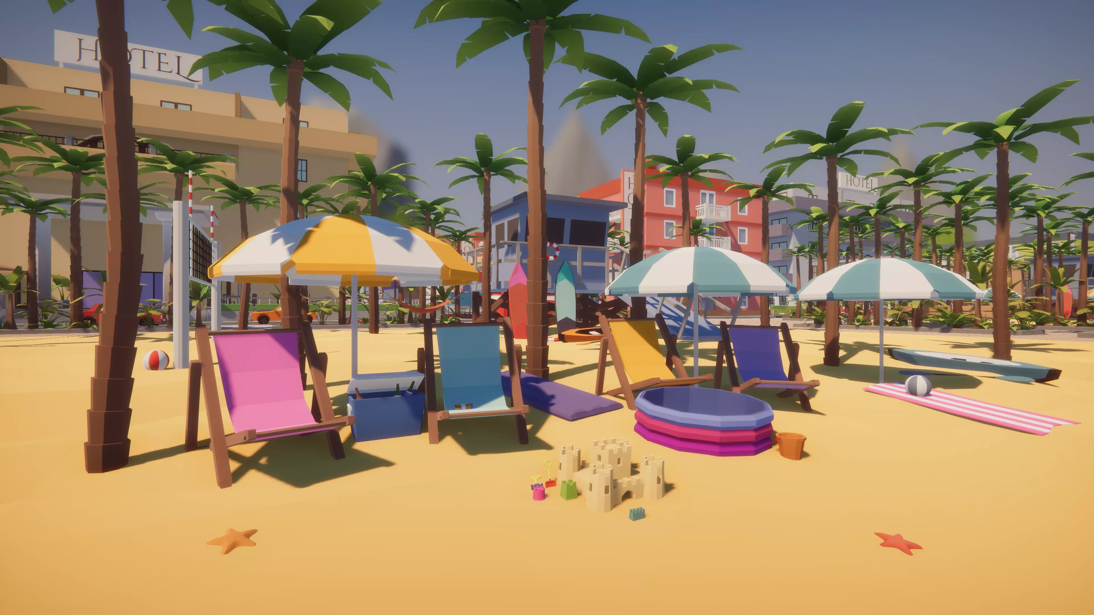 Low Poly Tropical City Low-poly 3D model_0