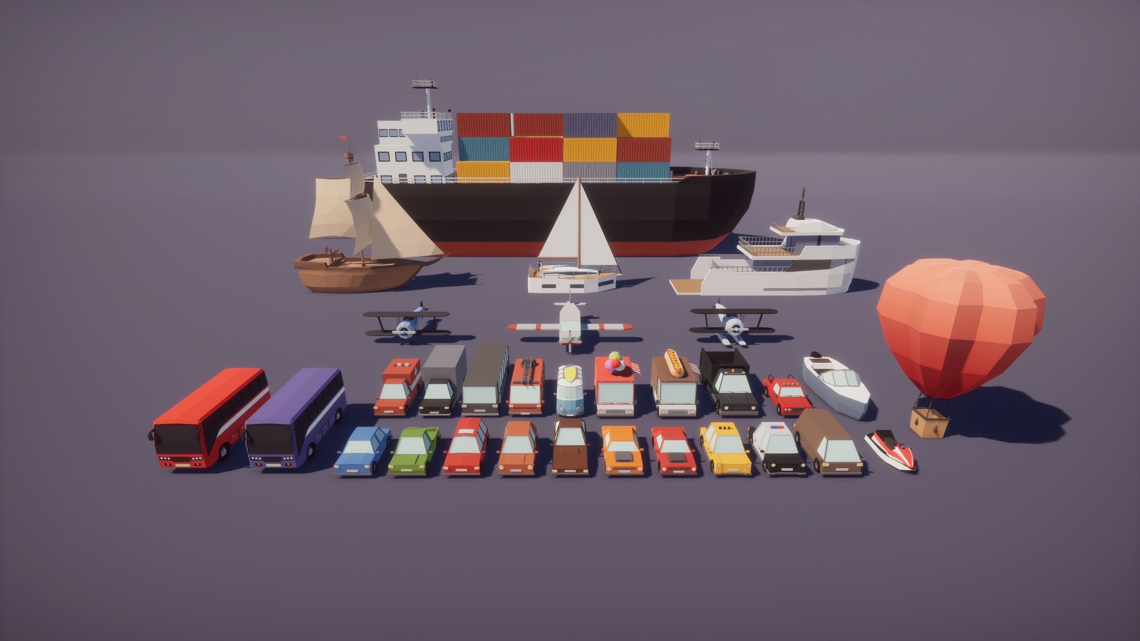 Low Poly Tropical City Low-poly 3D model_14