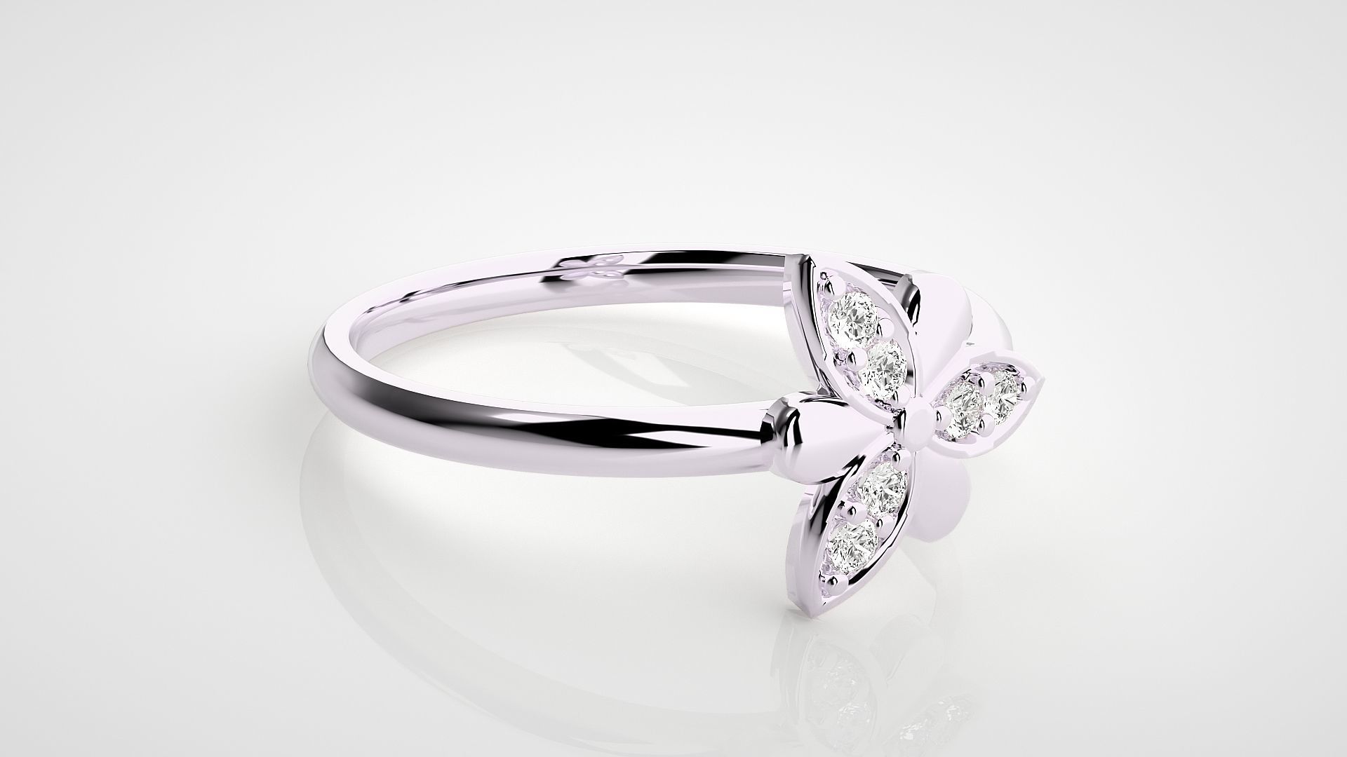 Flower Ultra light wt minimalist Women Ring 3dm stl renders 3D print model_8