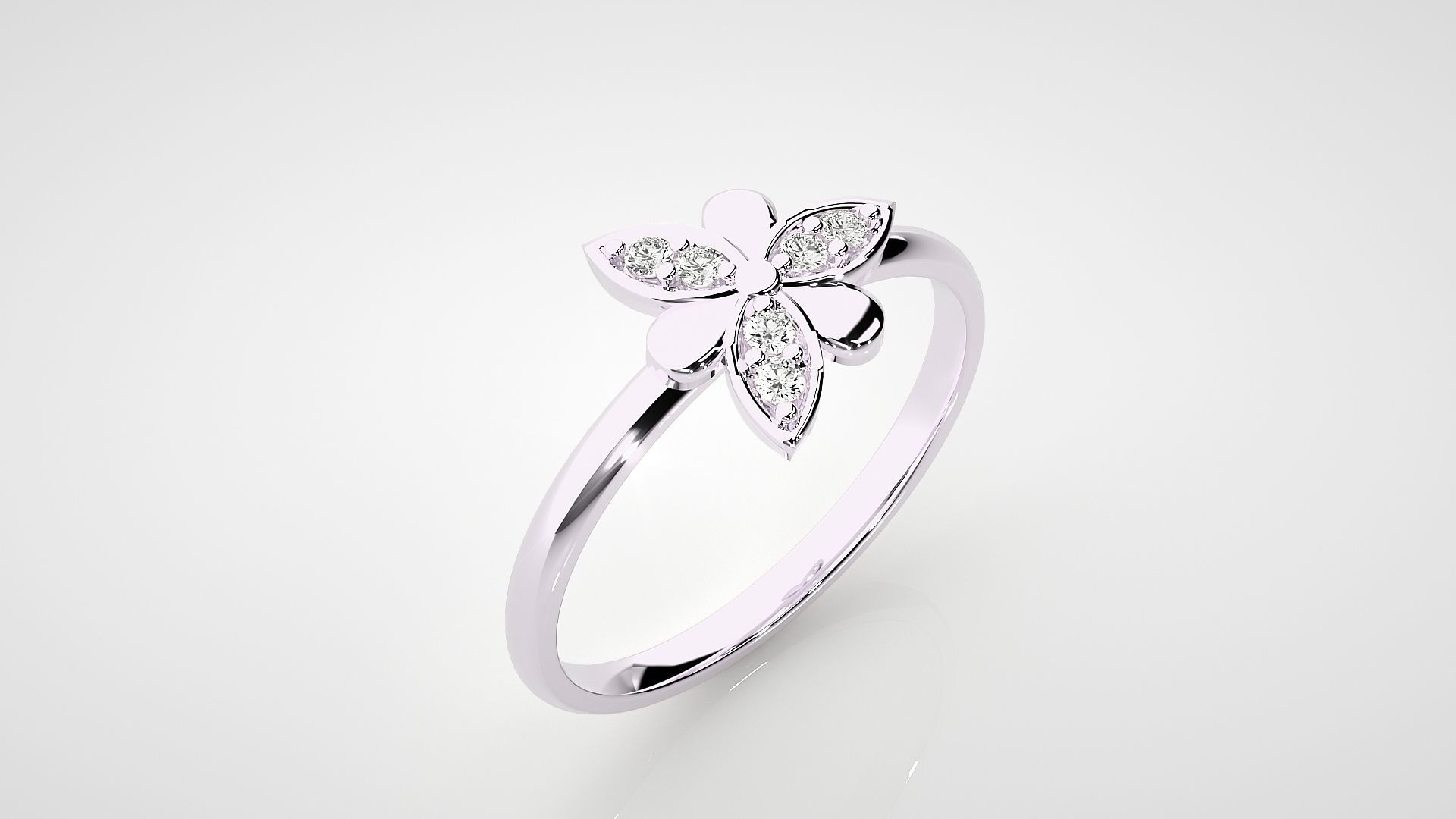 Flower Ultra light wt minimalist Women Ring 3dm stl renders 3D print model_9