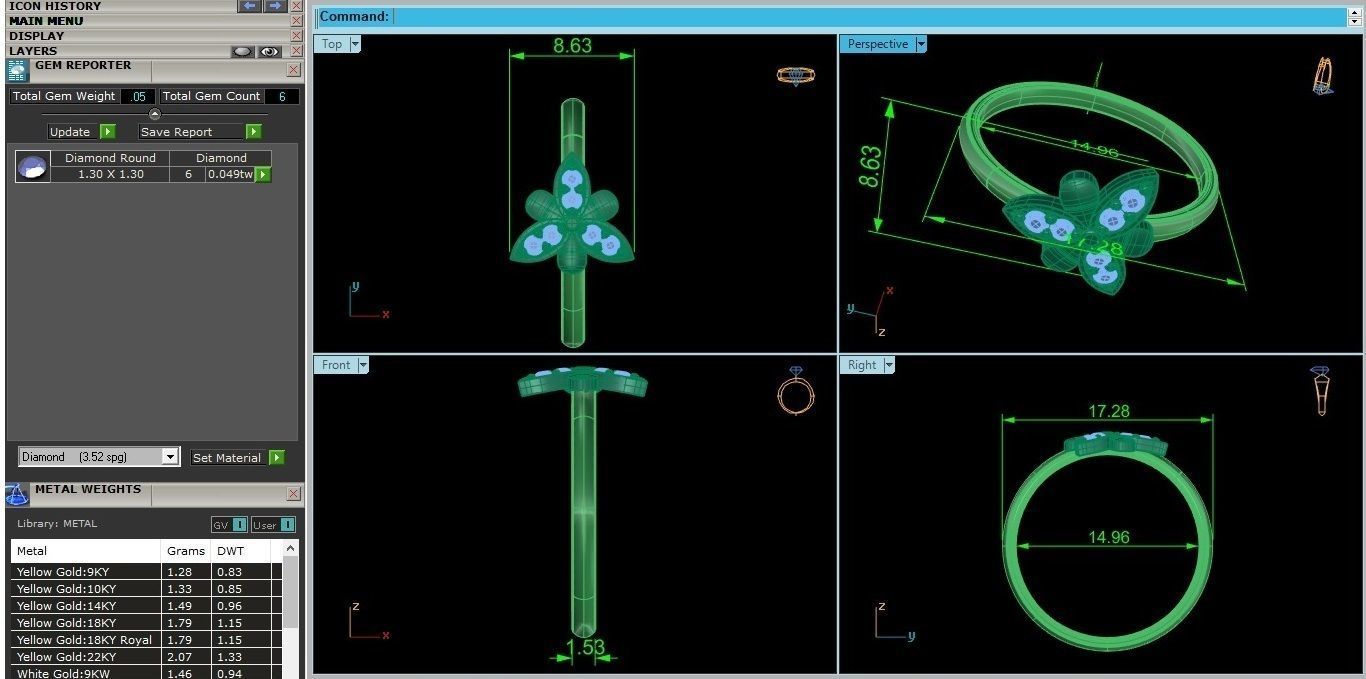 Flower Ultra light wt minimalist Women Ring 3dm stl renders 3D print model_4