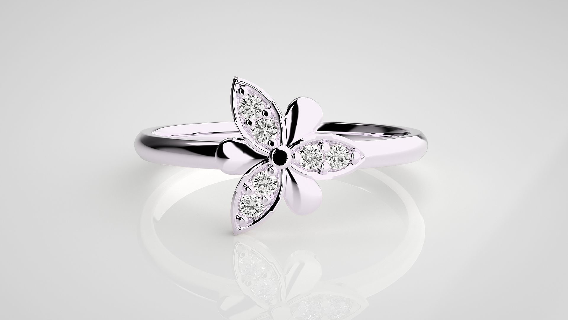 Flower Ultra light wt minimalist Women Ring 3dm stl renders 3D print model_7