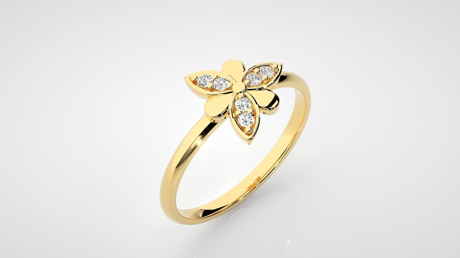 Flower Ultra light wt minimalist Women Ring 3dm stl renders 3D print model_15