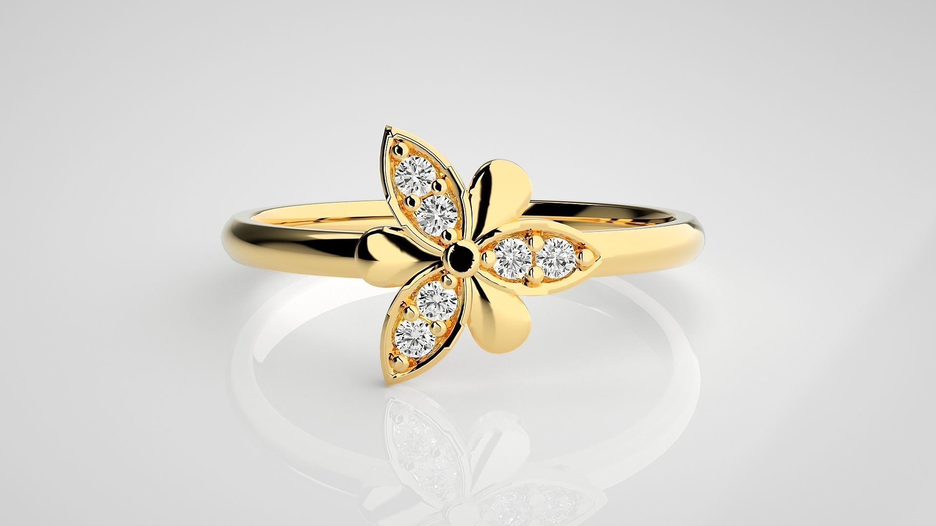 Flower Ultra light wt minimalist Women Ring 3dm stl renders 3D print model_13
