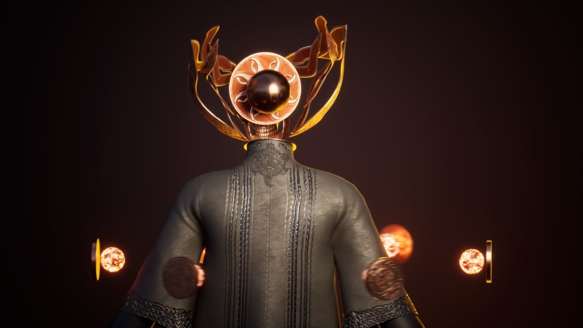 Necromancer person with candles Low-poly 3D model_10