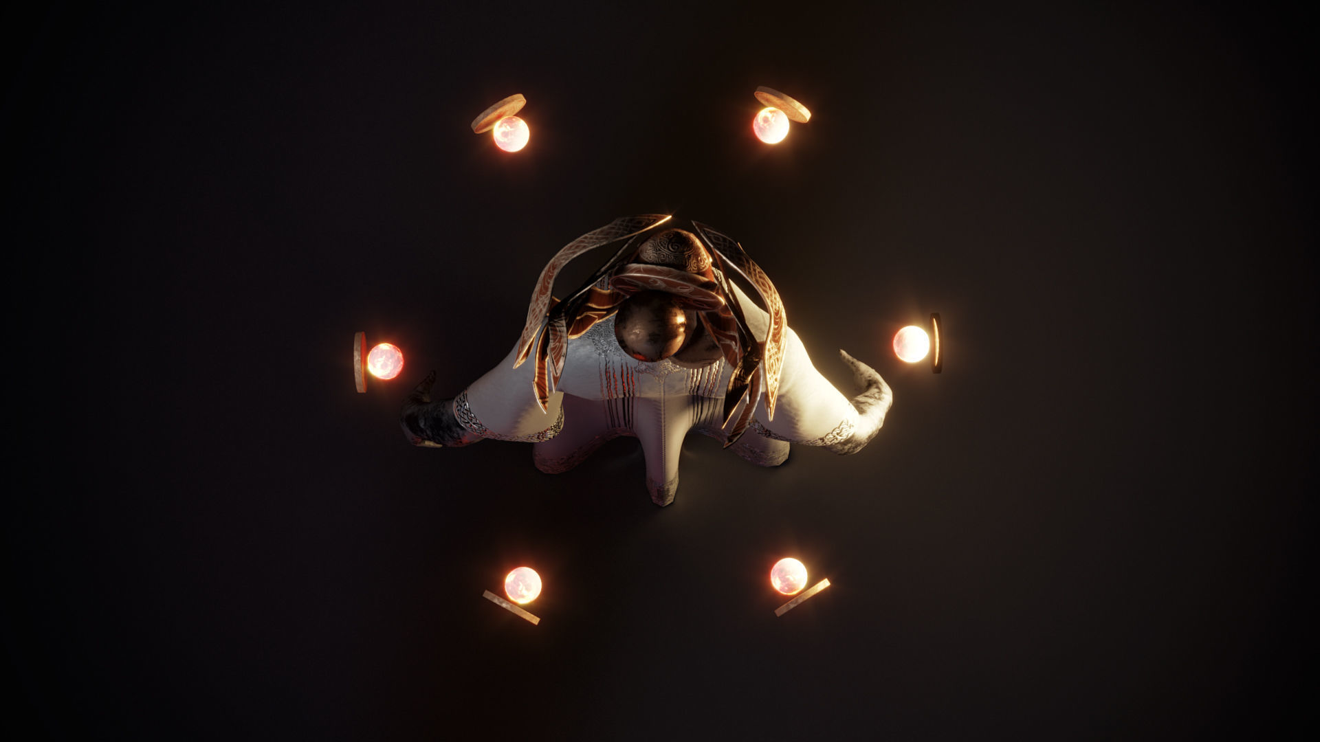 Necromancer person with candles Low-poly 3D model_8