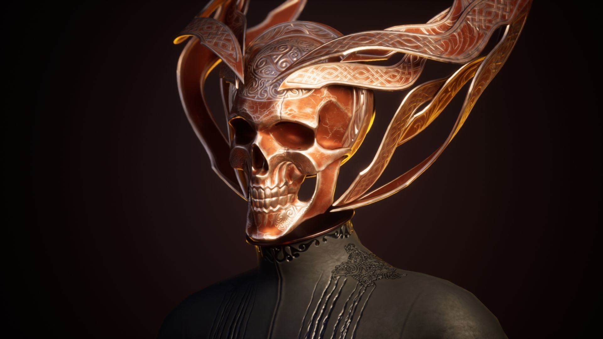 Necromancer person with candles Low-poly 3D model_12