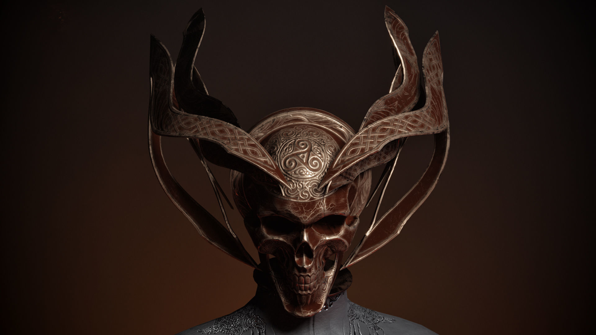 Necromancer person with candles Low-poly 3D model_5