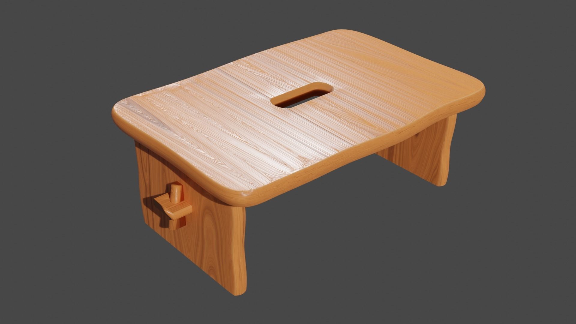 Wooden Step Stool Free 3D model_1