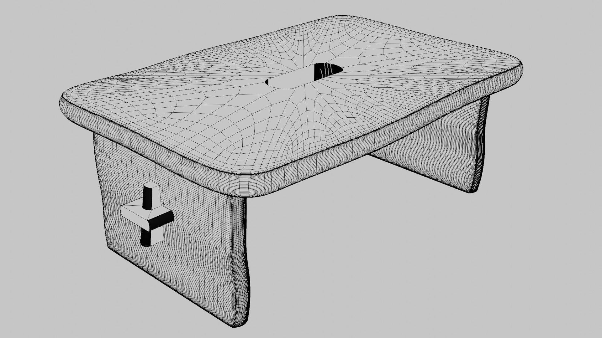 Wooden Step Stool Free 3D model_7