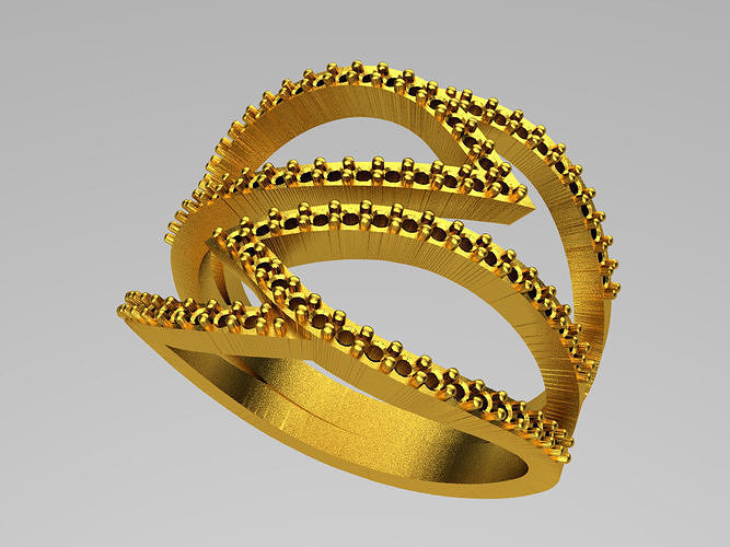 D010-TEL gold ring with diamonds 3D print model