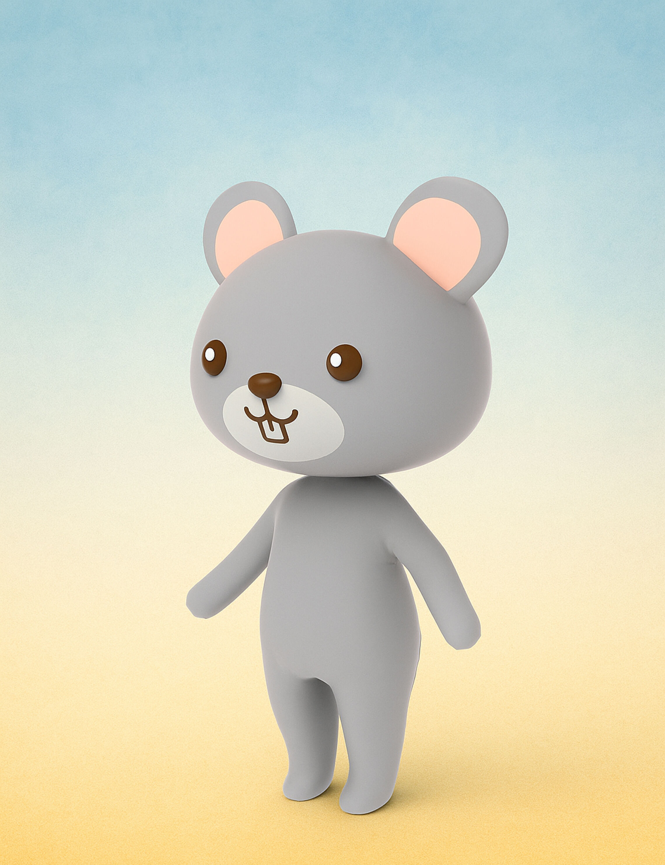 Cartoon Rat character 3d Low-poly 3D model_2