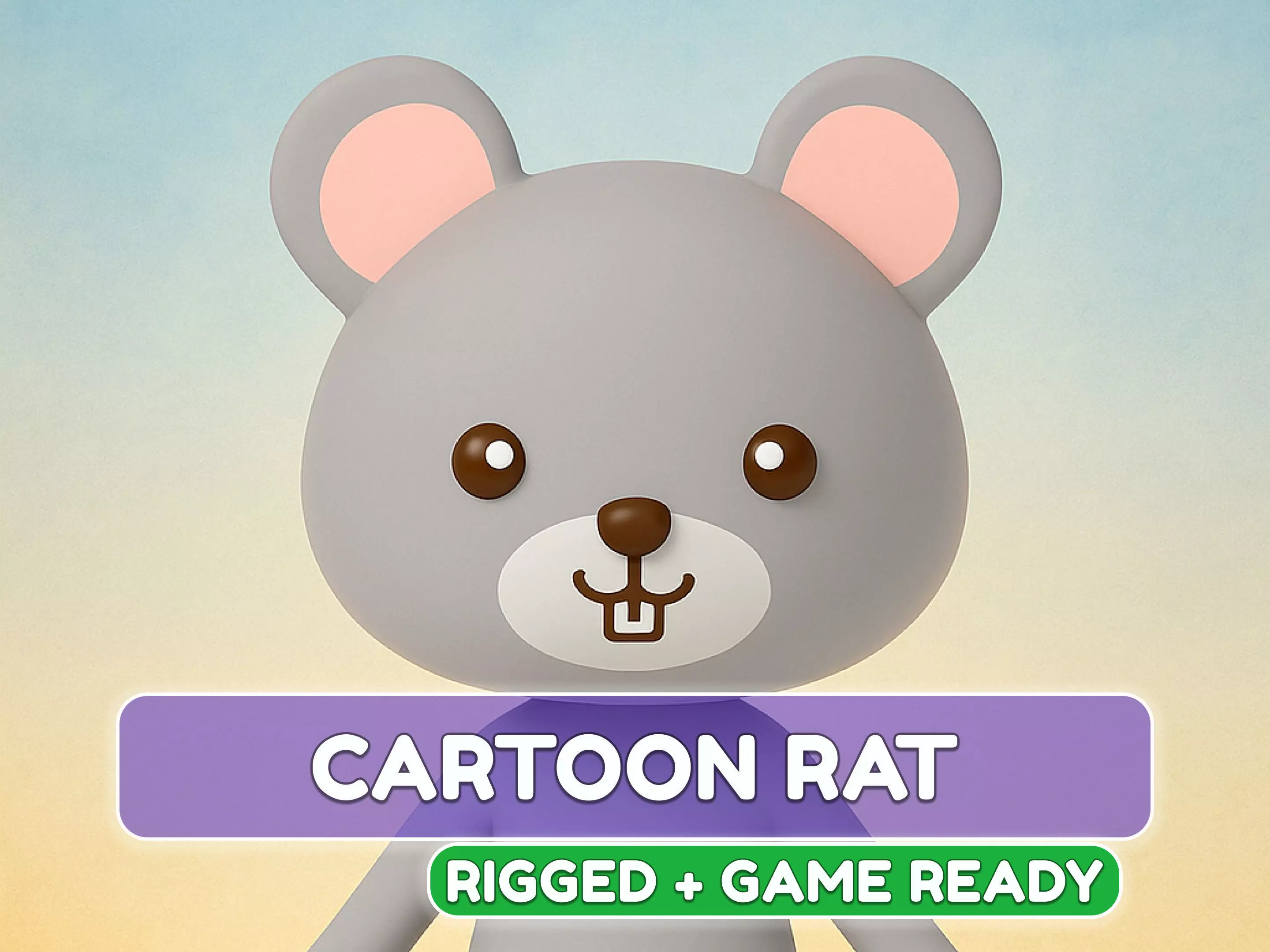 Cartoon Rat character 3d Low-poly 3D model_0