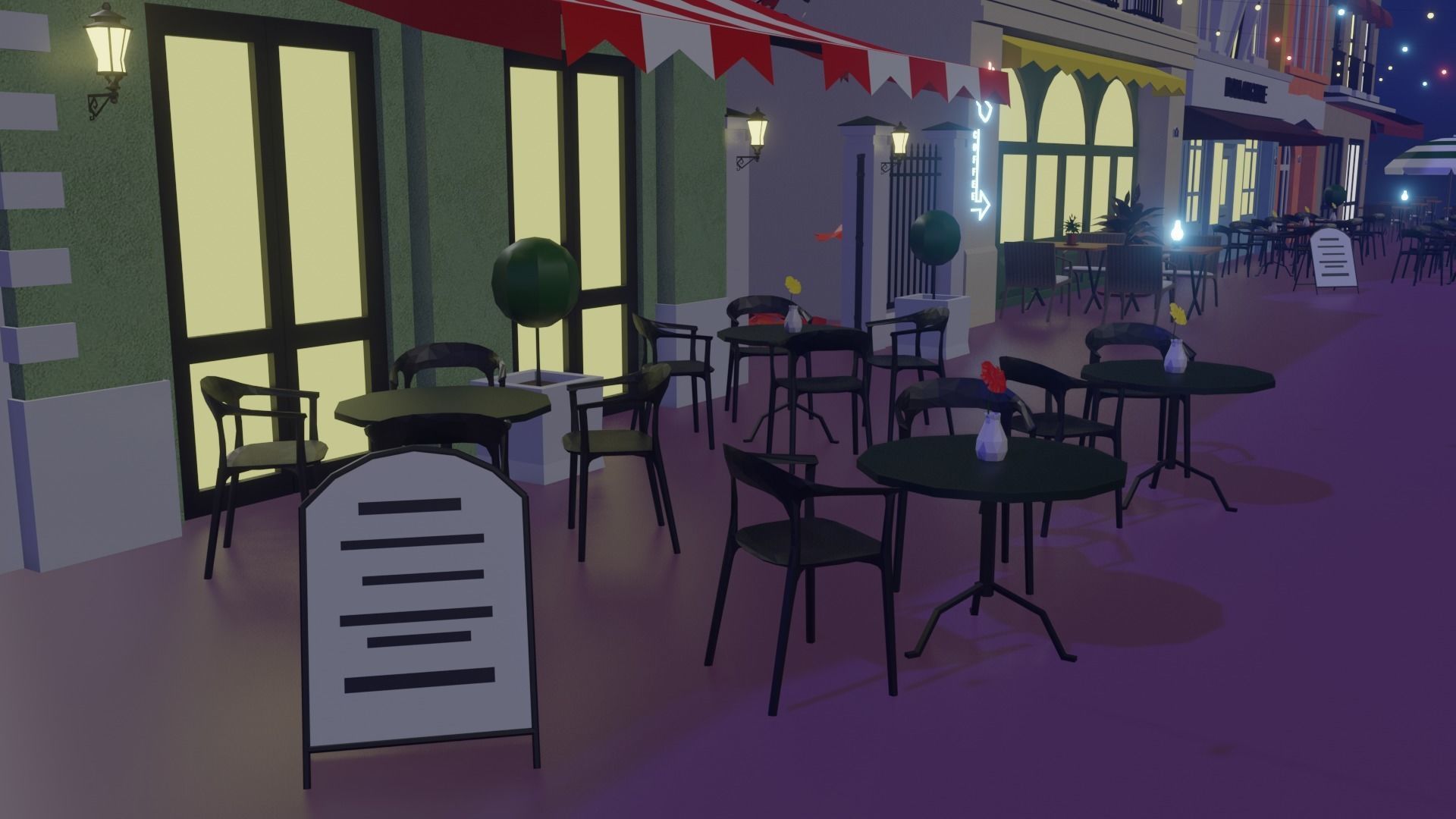 Metaverse Coffee Alley Low-poly 3D model_18