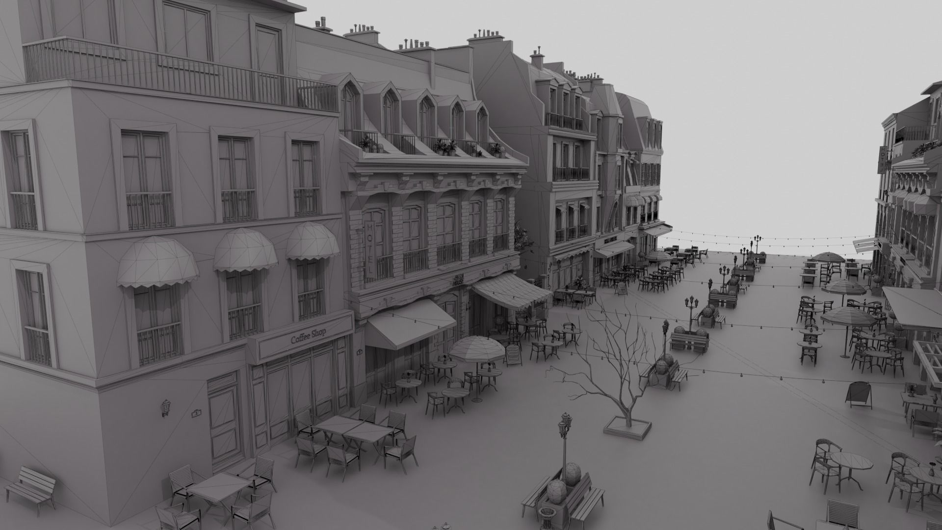 Metaverse Coffee Alley Low-poly 3D model_24