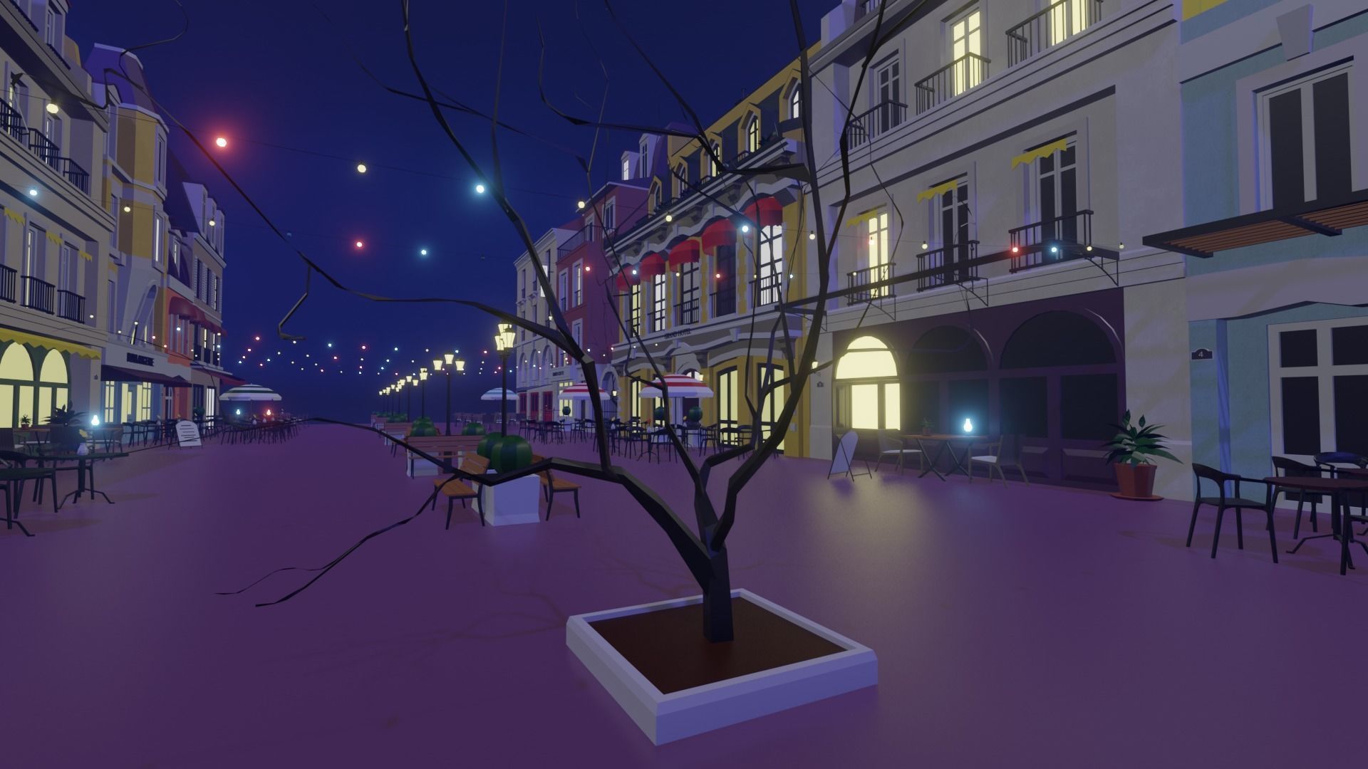 Metaverse Coffee Alley Low-poly 3D model_19