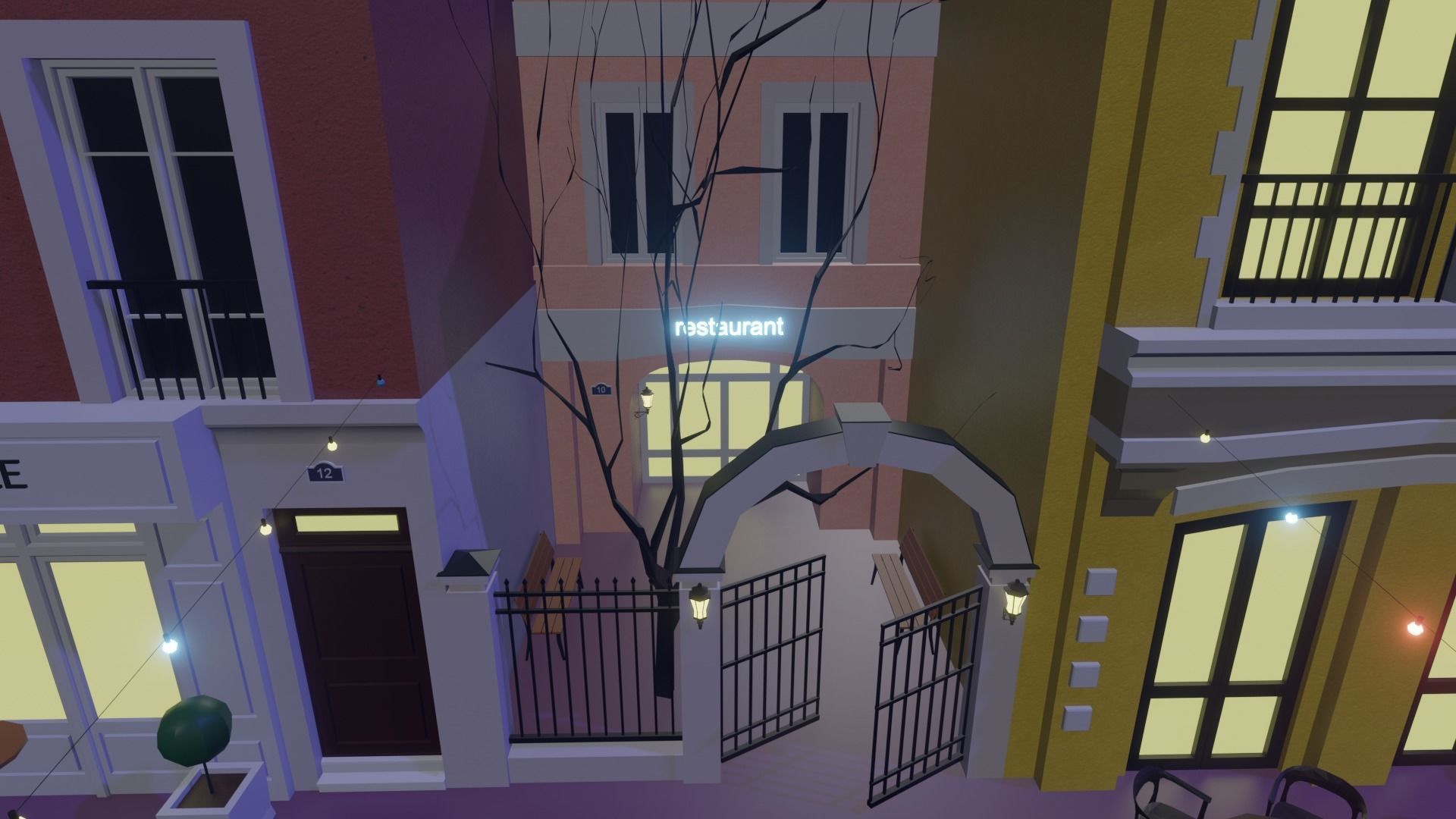 Metaverse Coffee Alley Low-poly 3D model_15