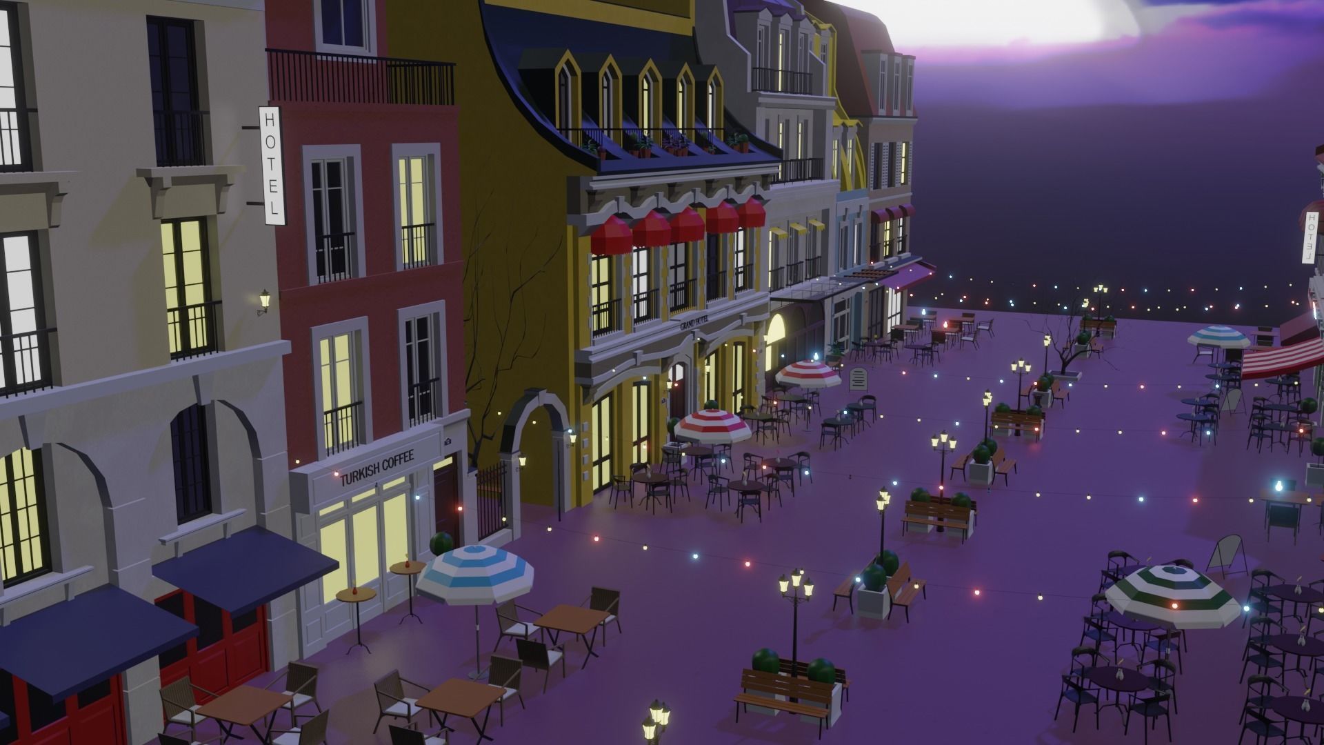 Metaverse Coffee Alley Low-poly 3D model_21