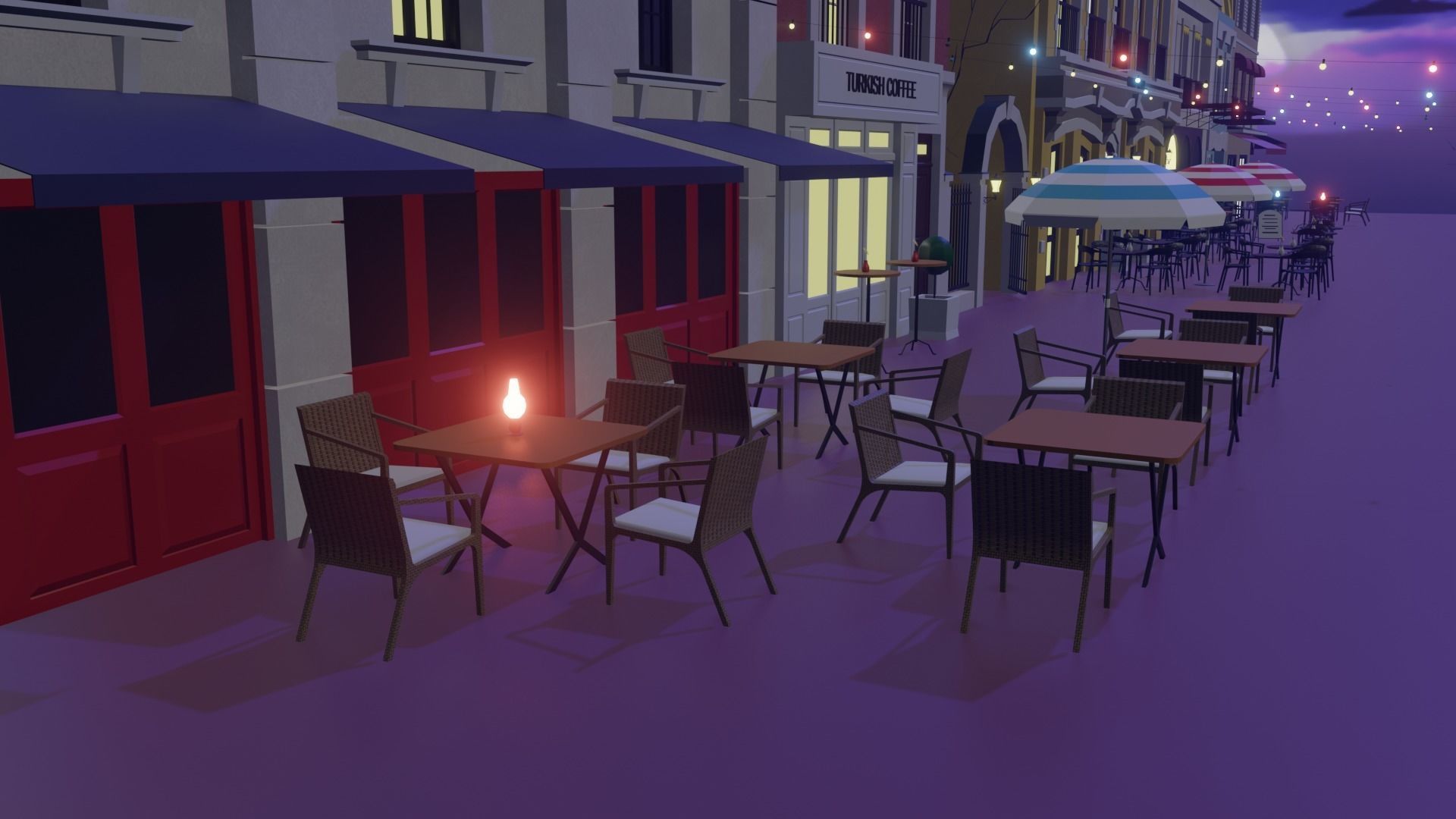 Metaverse Coffee Alley Low-poly 3D model_13