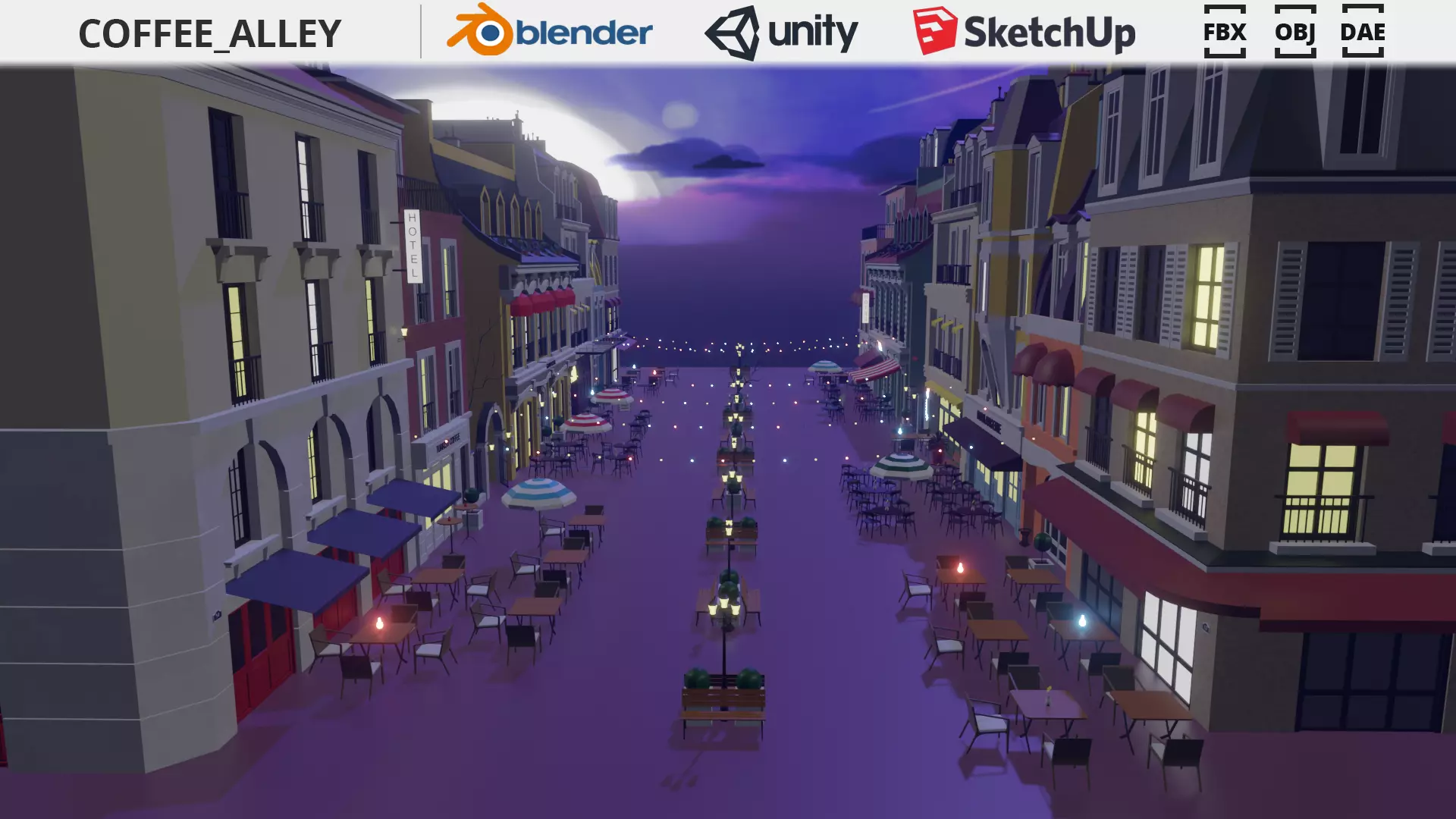 Metaverse Coffee Alley Low-poly 3D model_0