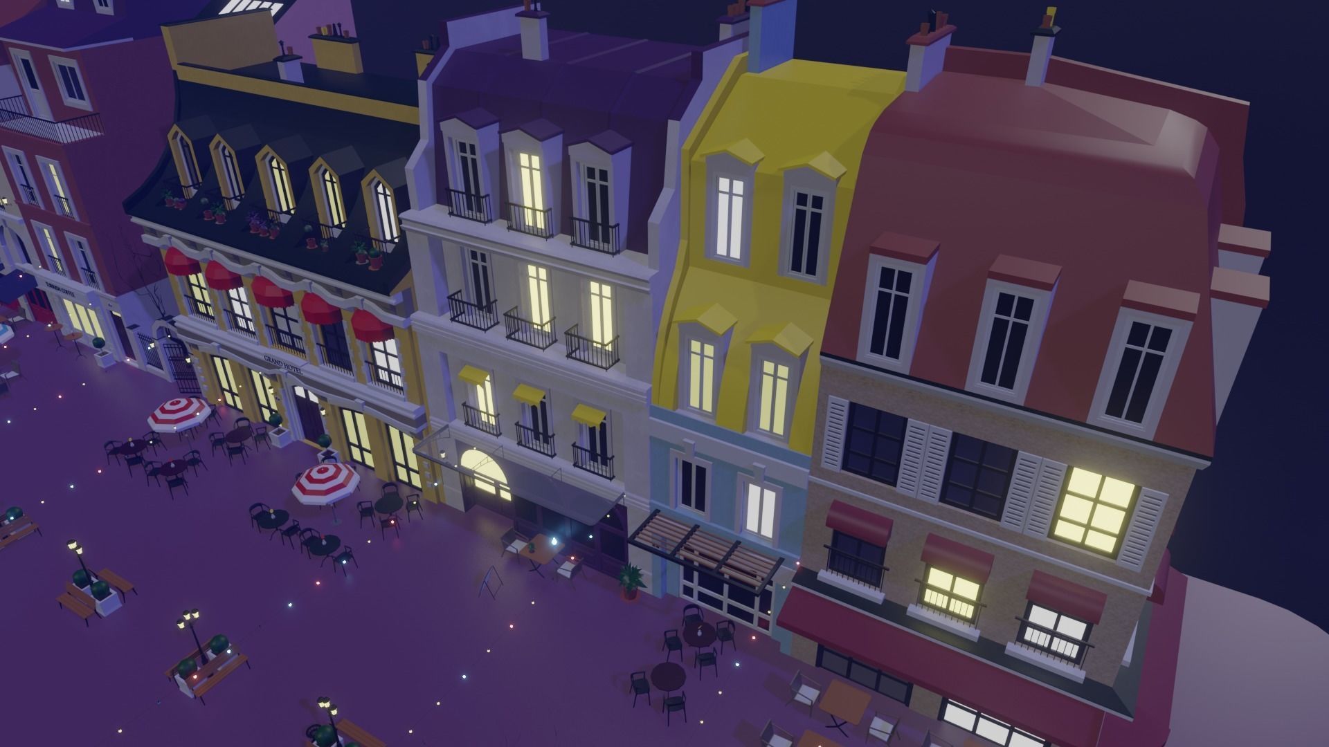 Metaverse Coffee Alley Low-poly 3D model_8