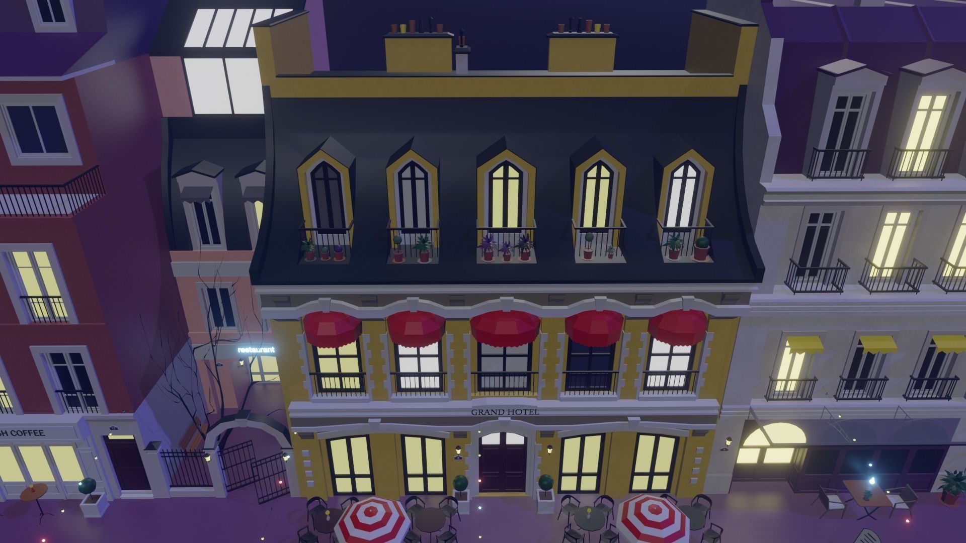 Metaverse Coffee Alley Low-poly 3D model_11