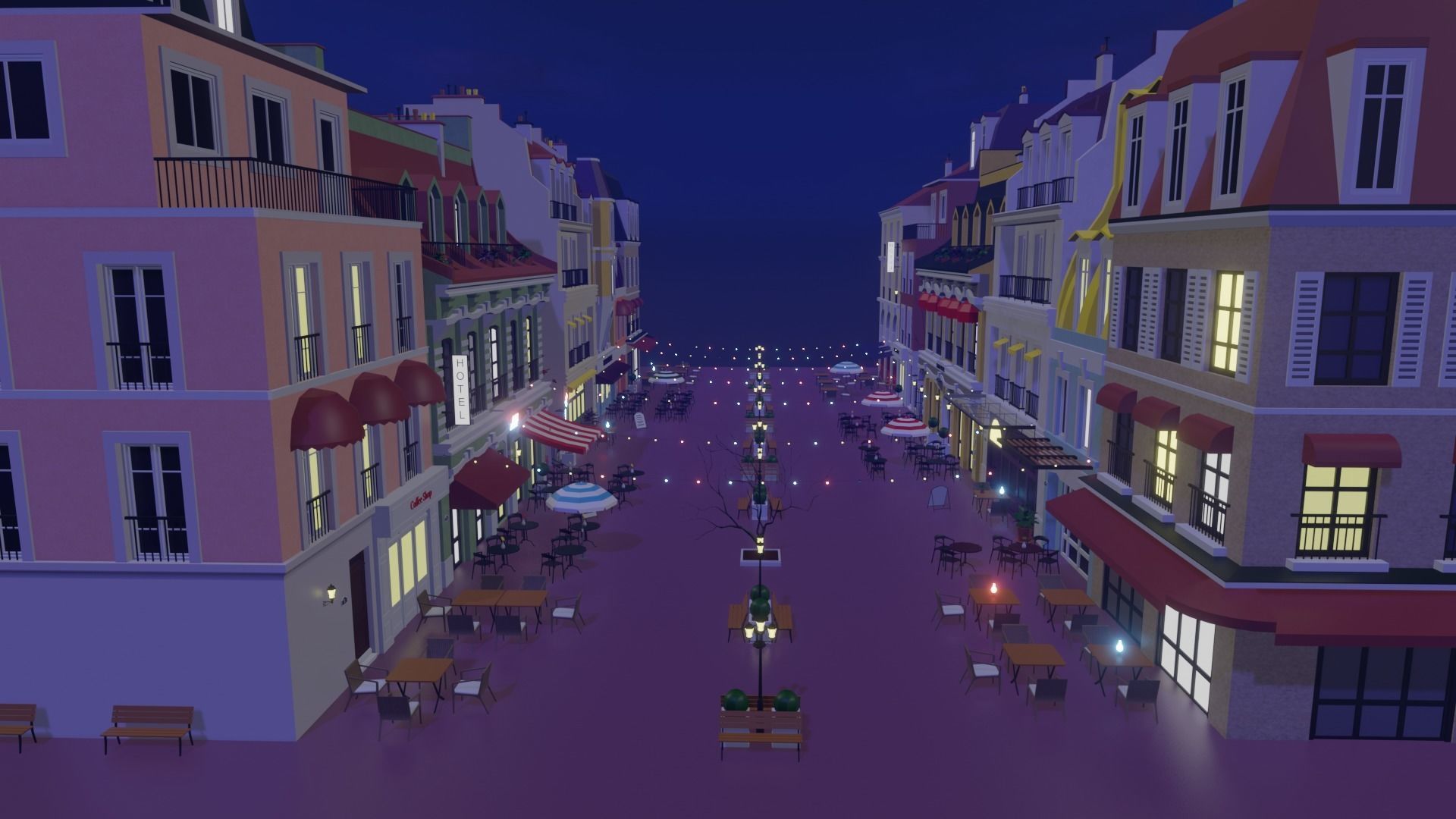 Metaverse Coffee Alley Low-poly 3D model_4