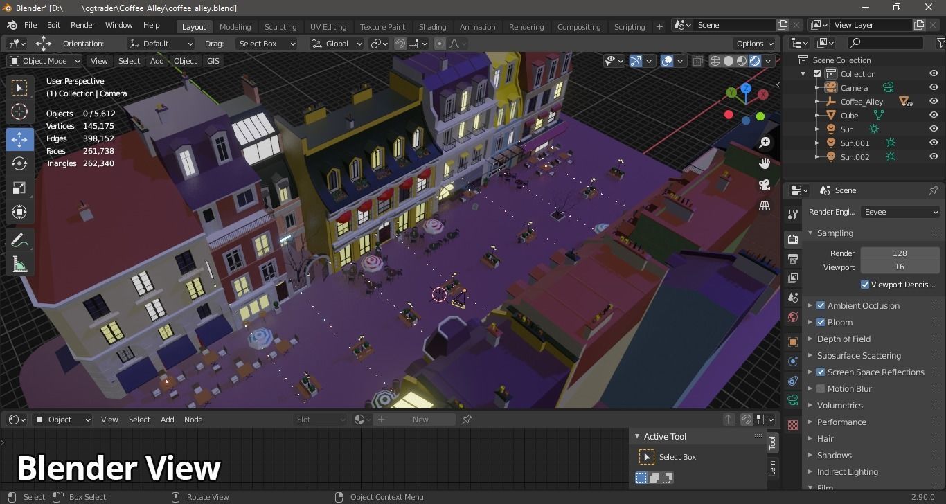 Metaverse Coffee Alley Low-poly 3D model_28