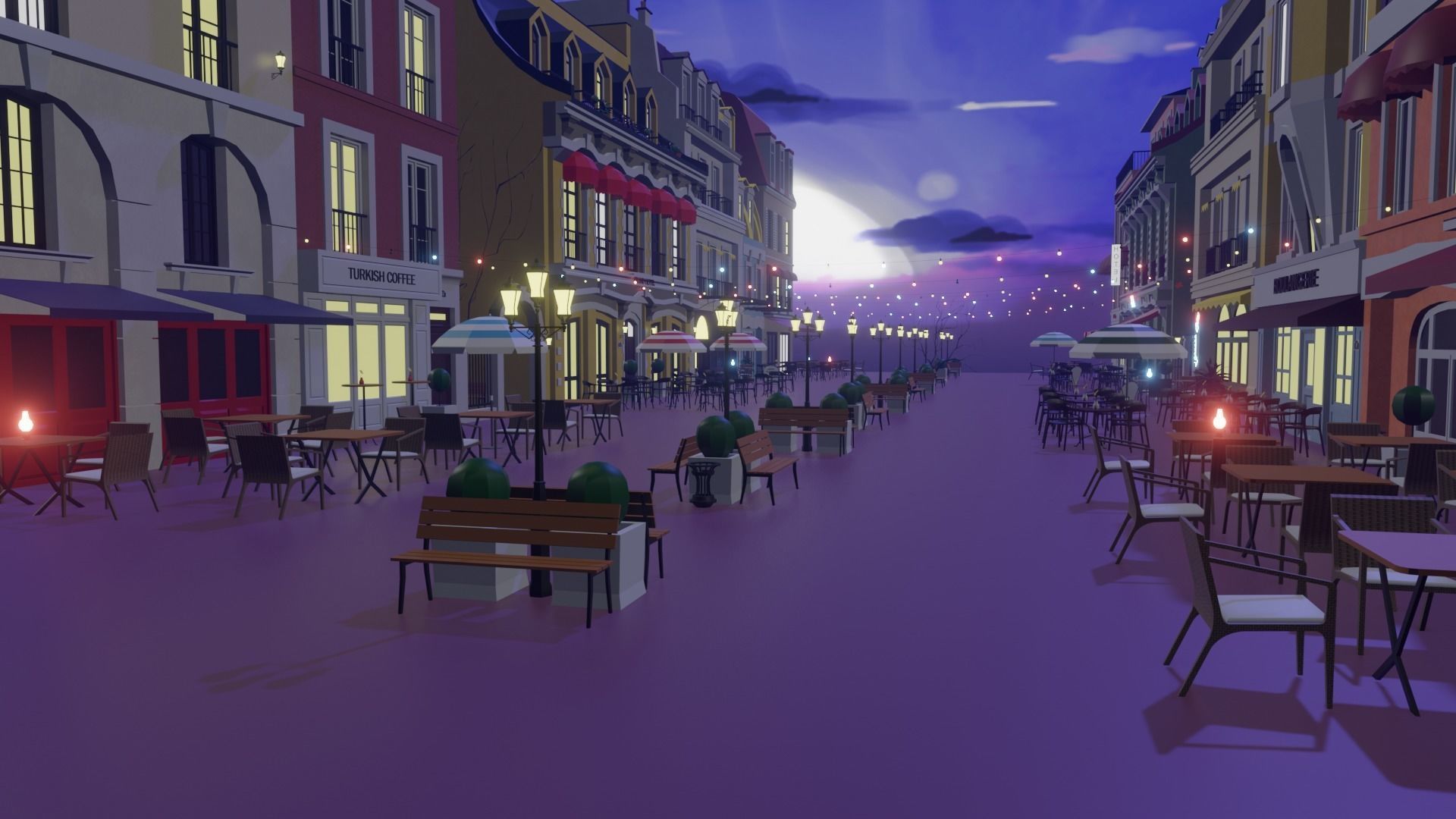 Metaverse Coffee Alley Low-poly 3D model_17