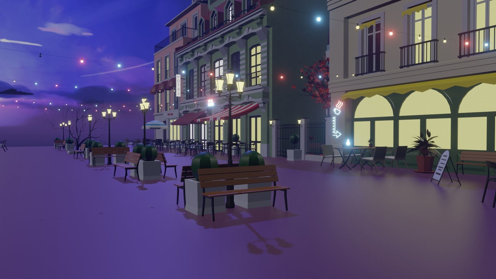Metaverse Coffee Alley Low-poly 3D model_14