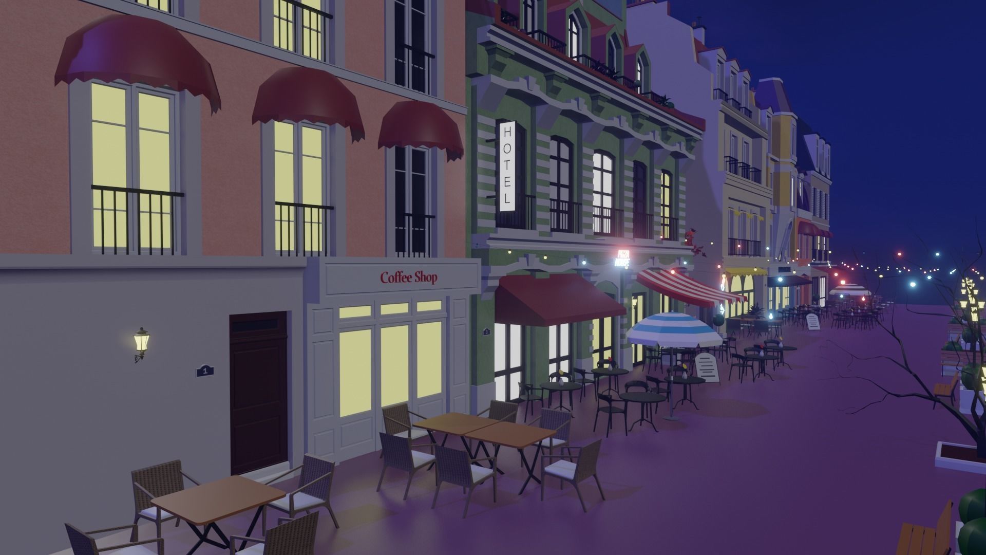 Metaverse Coffee Alley Low-poly 3D model_5