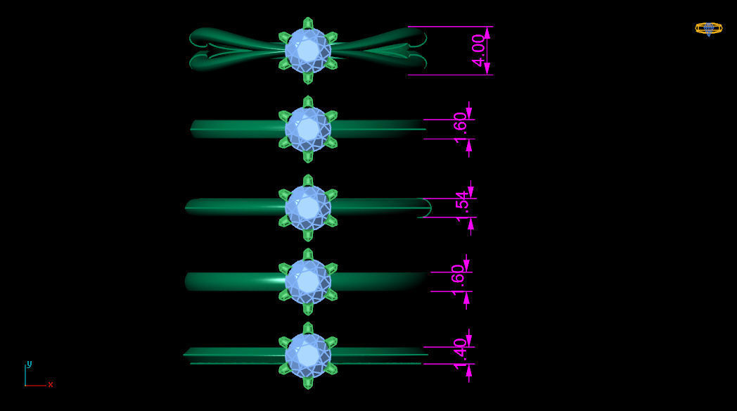Solitaires 9 bands shape uniqe rings  3D print model_13