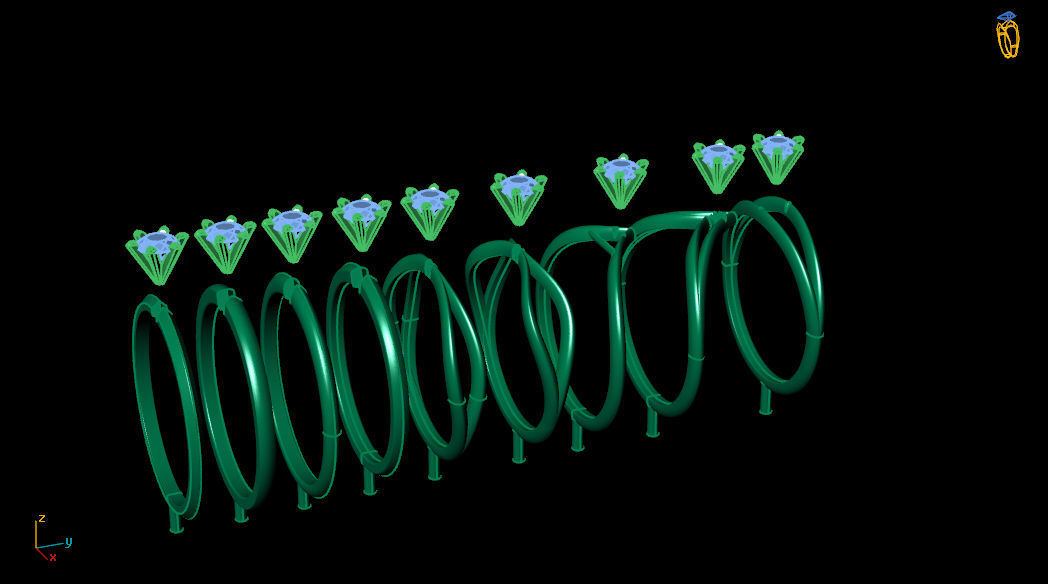 Solitaires 9 bands shape uniqe rings  3D print model_15