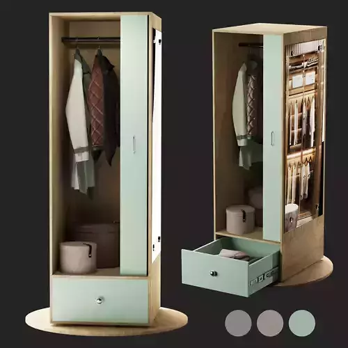 Full length Mirror And Storage Wardrobe Oak 3D model Full length Mirror And Storage Wardrobe Oak 3D model