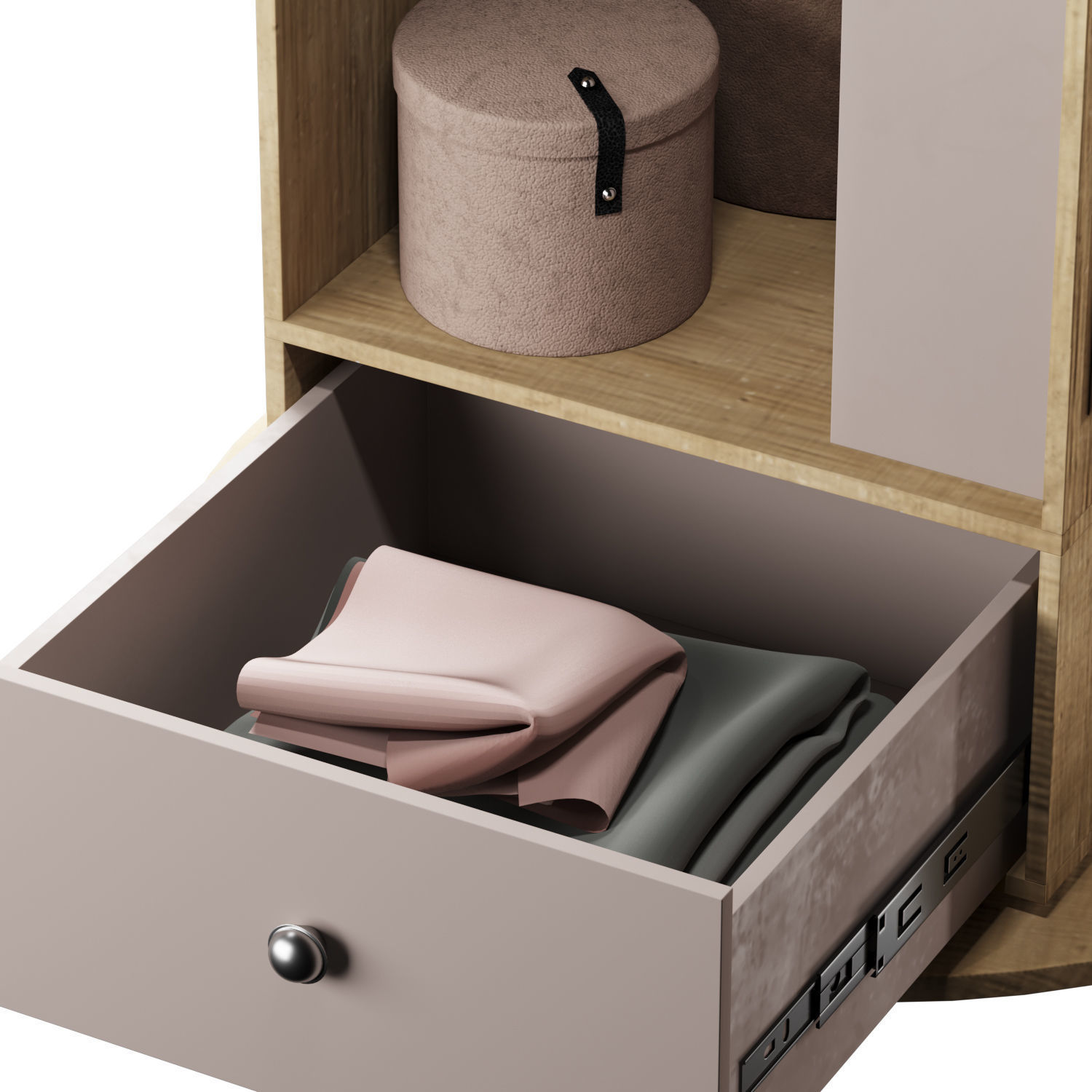 Full length Mirror And Storage Wardrobe Oak 3D model_7