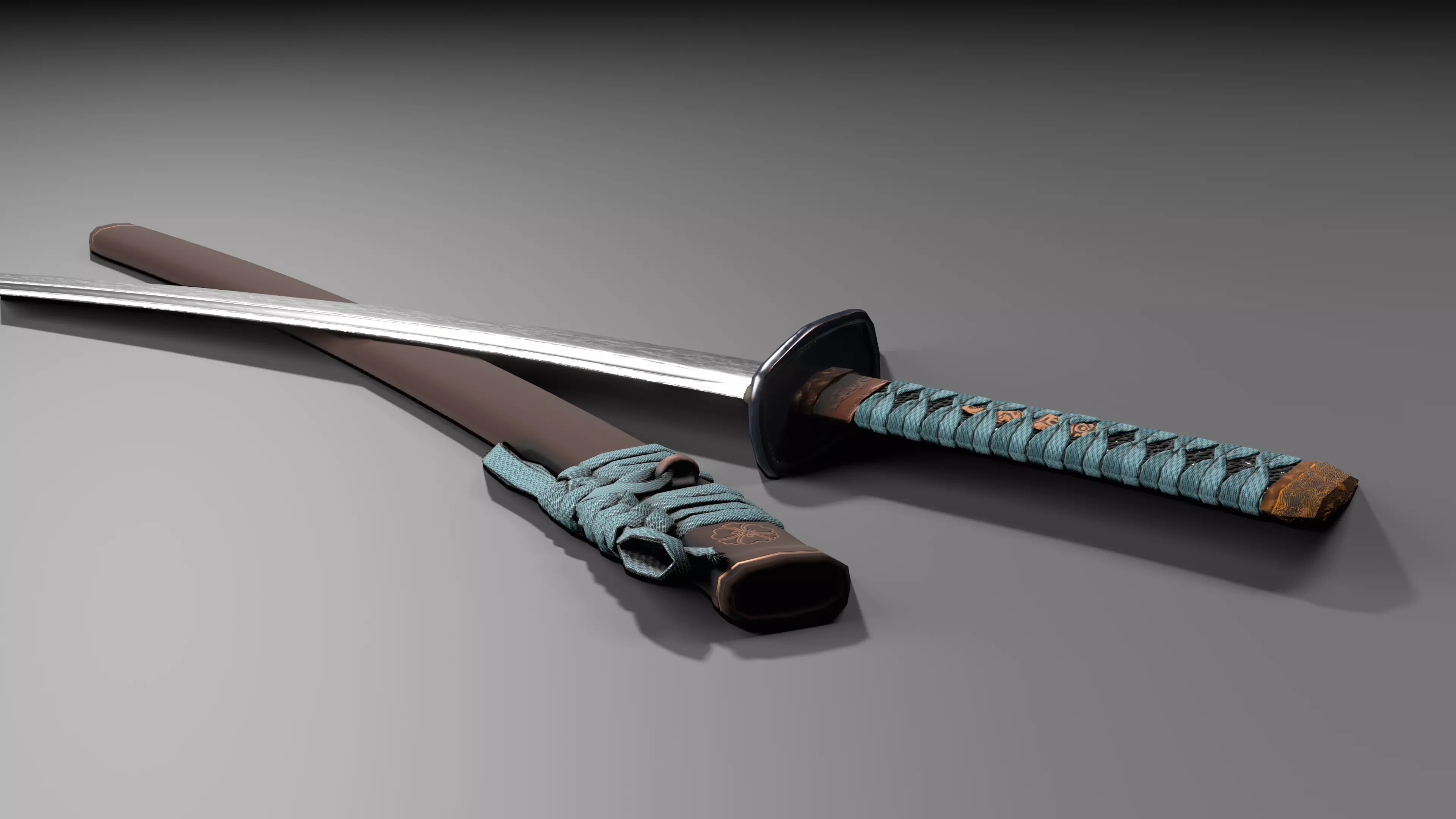 Katana samurai sword Low-poly 3D model