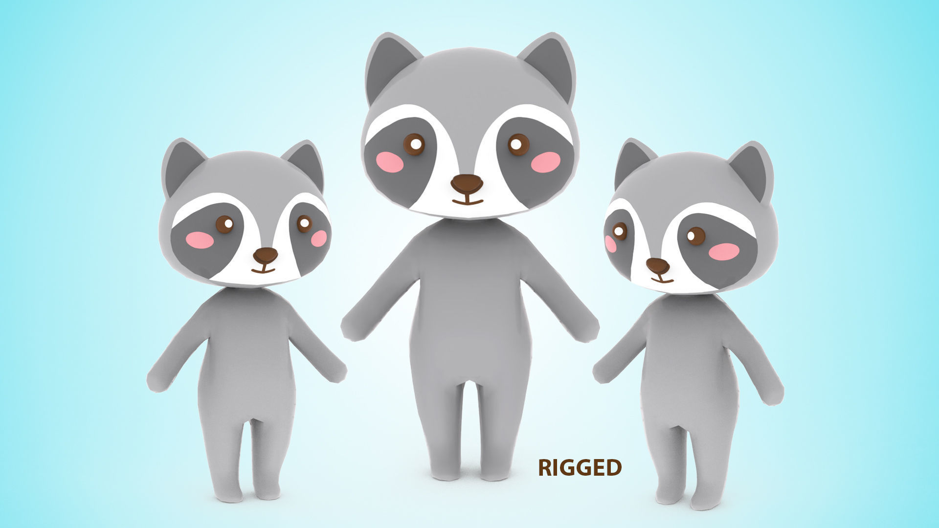 Cartoon Ratel character 3d Low-poly 3D model_14