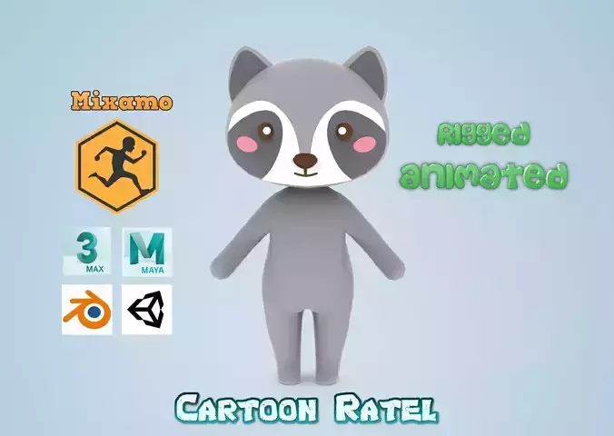 Cartoon Ratel character 3d Low-poly 3D model