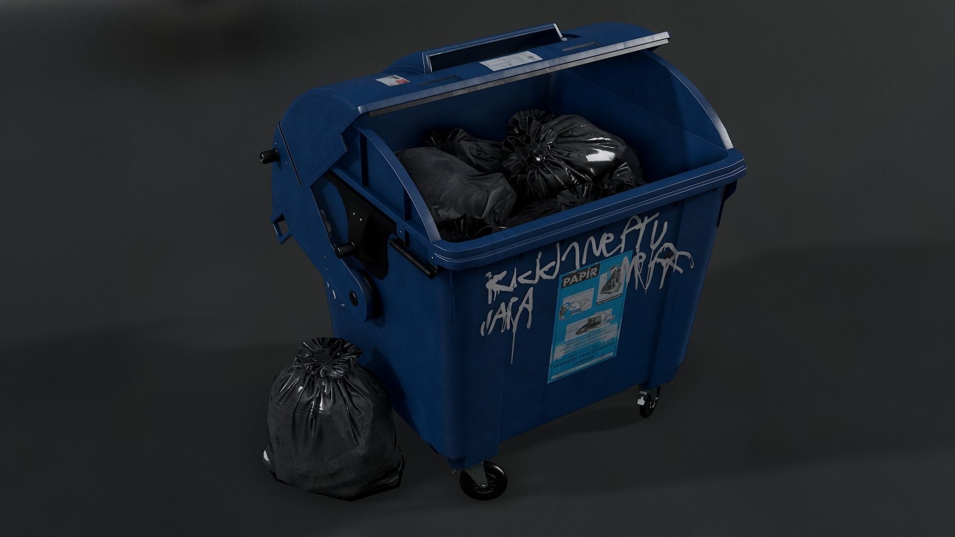 Recycling container A Low-poly 3D model_4