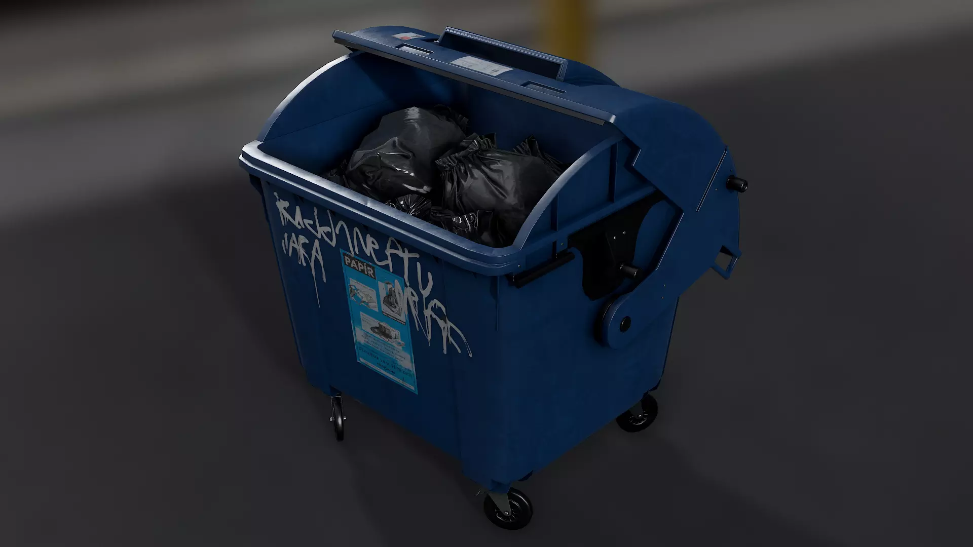 Recycling container A Low-poly 3D model_0