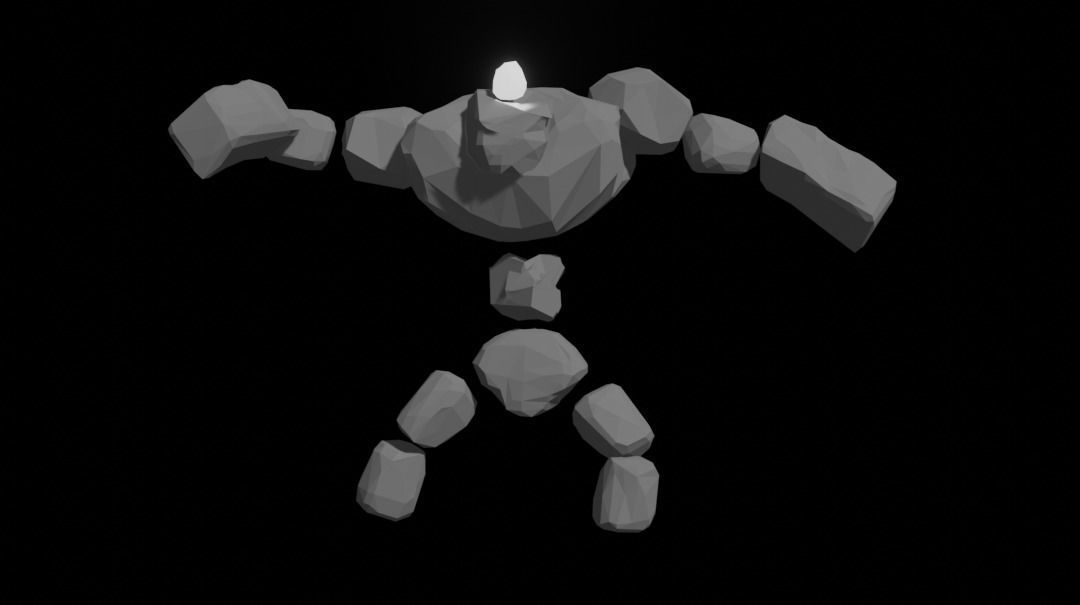 Low poly golem person holding torch Low-poly 3D model_7