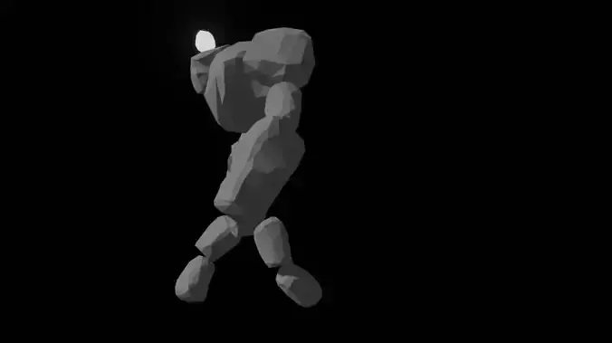 Low poly golem person holding torch Low-poly 3D model
