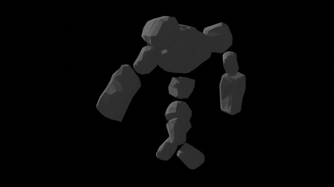 Low poly golem person holding torch Low-poly 3D model_6