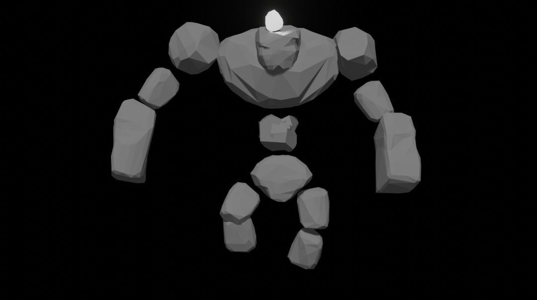 Low poly golem person holding torch Low-poly 3D model_4