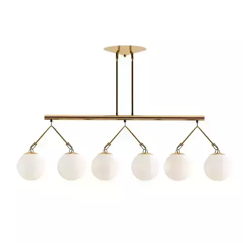 HOOKED-GLOBE-ISLAND-CHANDELIER six light brass chandelier with balls