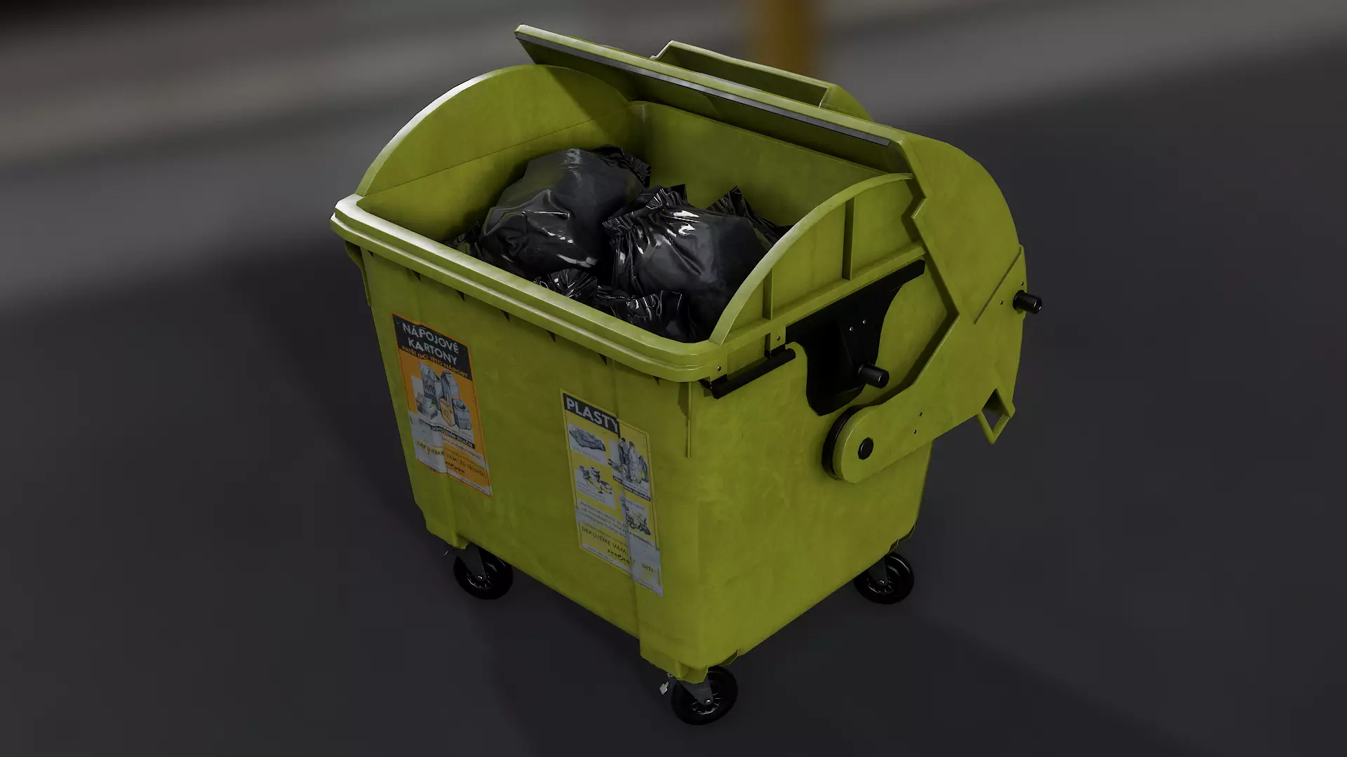 Recycling container B Low-poly 3D model_0
