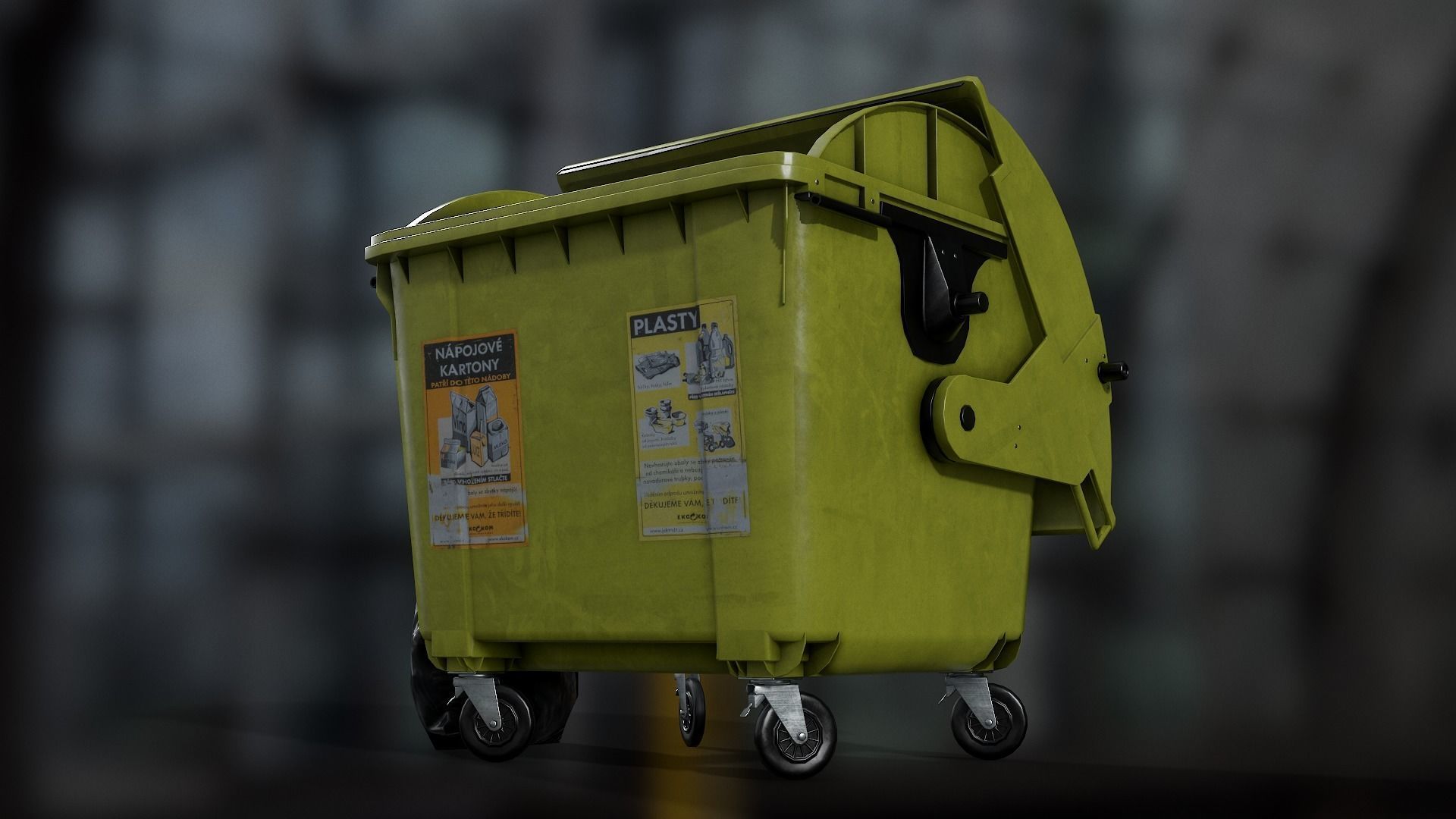 Recycling container B Low-poly 3D model_3