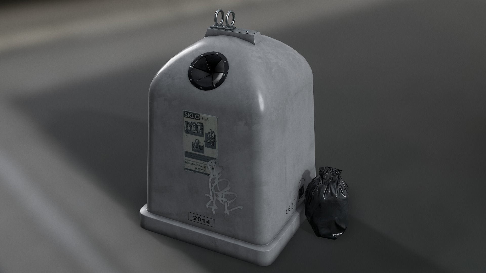 Recycling container C Low-poly 3D model_2