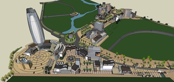 Sketchup Commercial Office Complex W4 3D model 5