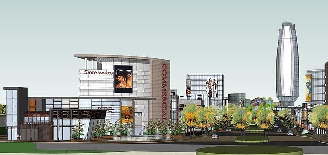 Sketchup Commercial Office Complex W4 3D model 7
